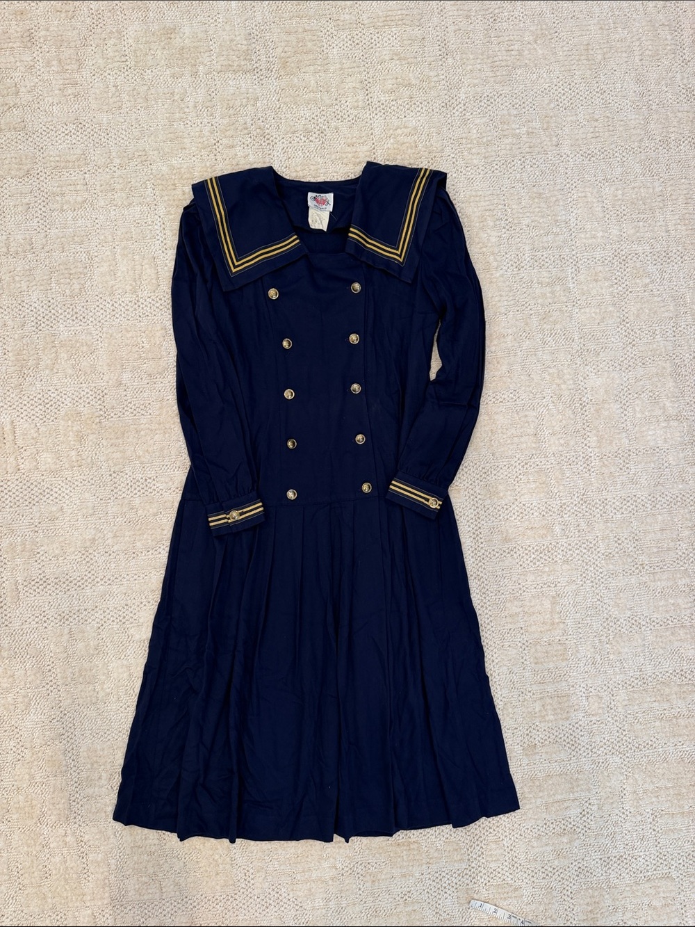 Vintage 80s Dress.20s Style Sailor Dress.Lanz Dress Navy Blue Sailor Dress Sz 8 - Picture 4 of 15